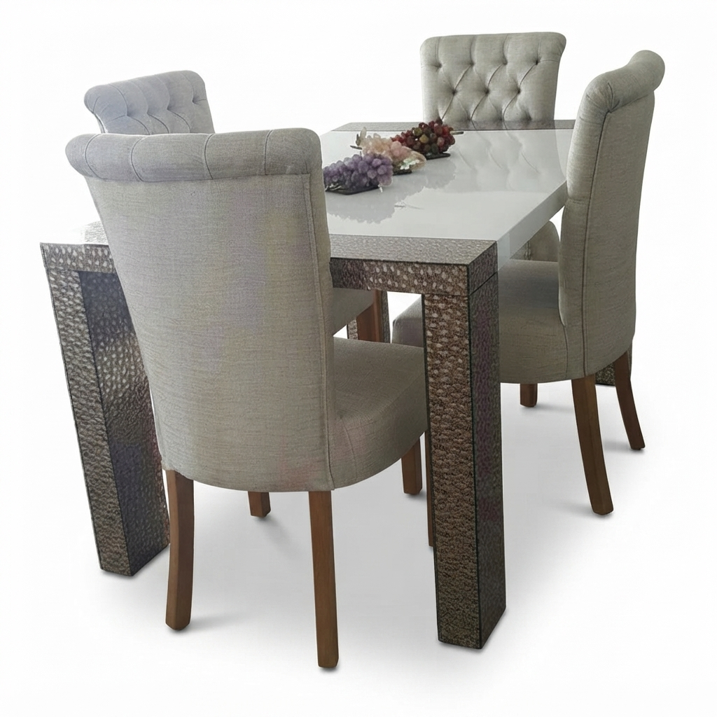 Comedor Serpiente — Mesa Blanca 4 Puestos