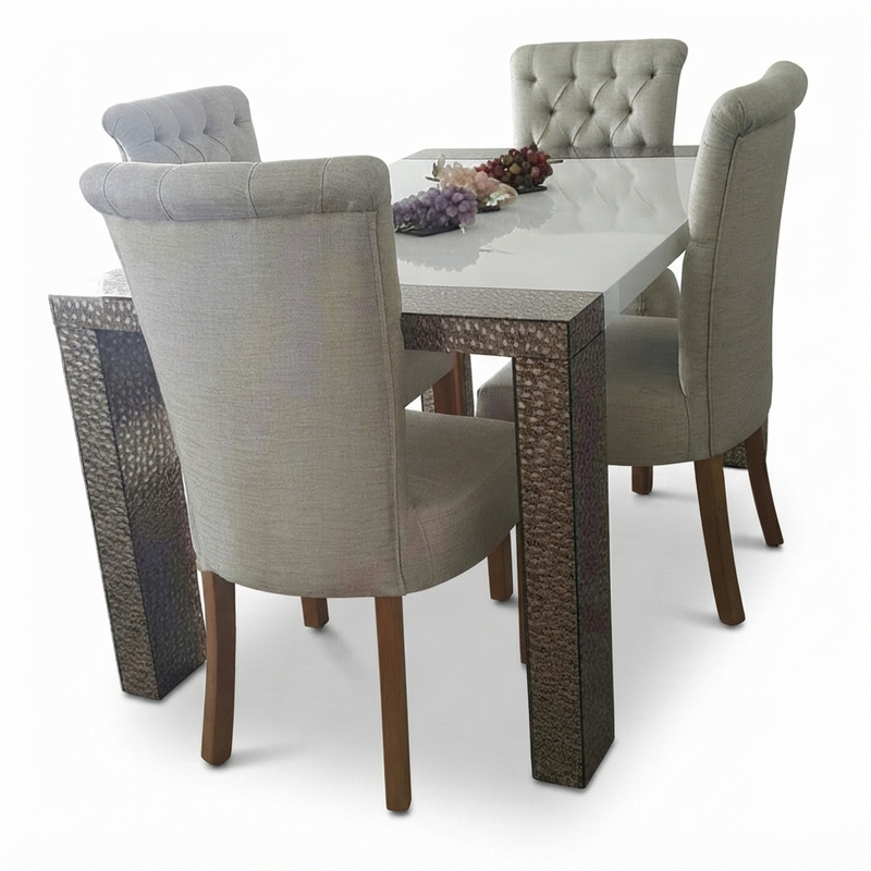 Comedor Serpiente — Mesa Blanca 4 Puestos