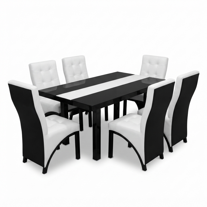 Comedor Duality — Mesa Lacada Negro y Blanco
