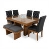 Comedor Roble Oscuro — Mesa Madera 6 Puestos con Banca