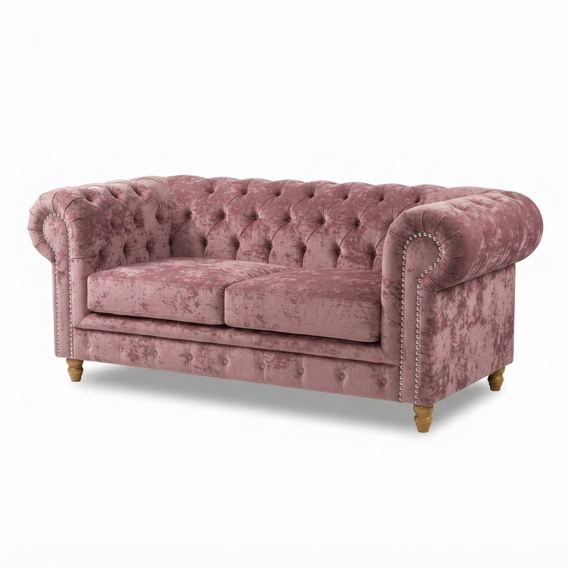 Chesterfield Vittoria — Terciopelo Rosa Palo