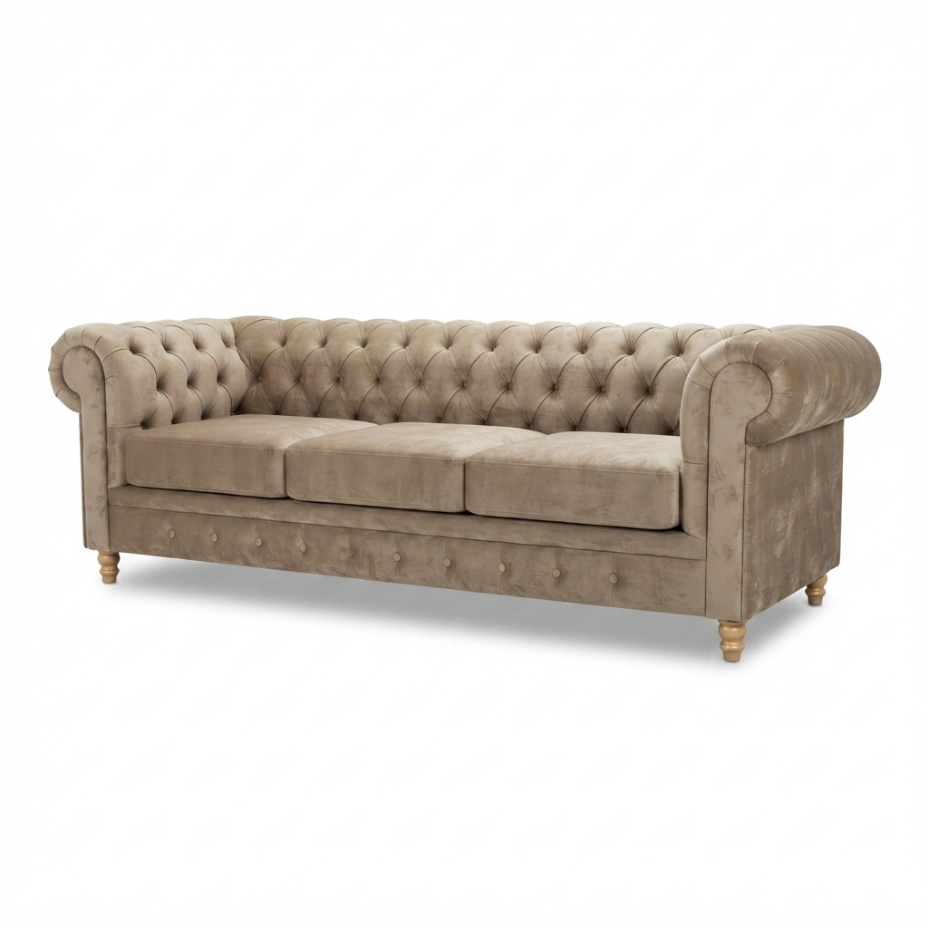 Chesterfield Taupe — Terciopelo Champagne