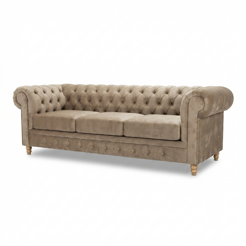 Chesterfield Taupe — Terciopelo Champagne