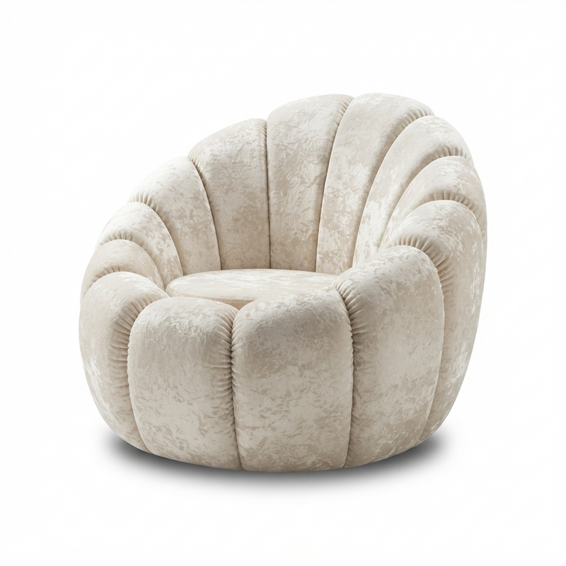 Poltrona Concha — Terciopelo Crema