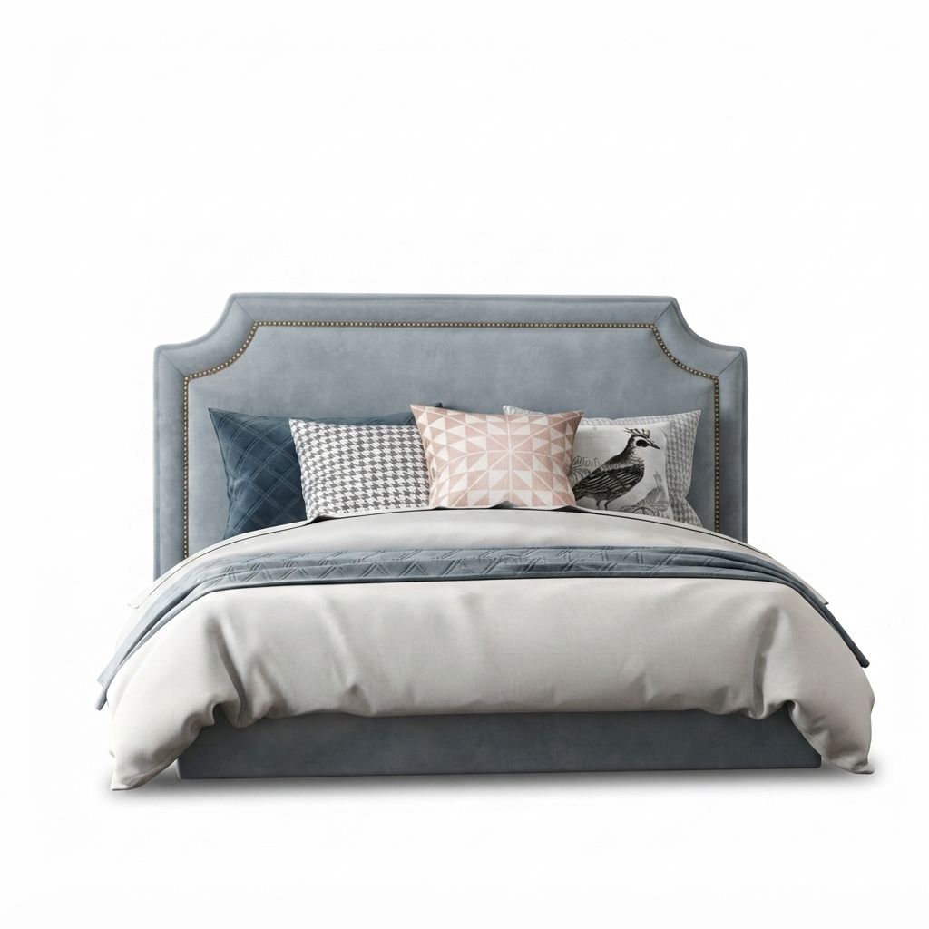 Cama Nordic Blue — Cabecero Azul Grisáceo