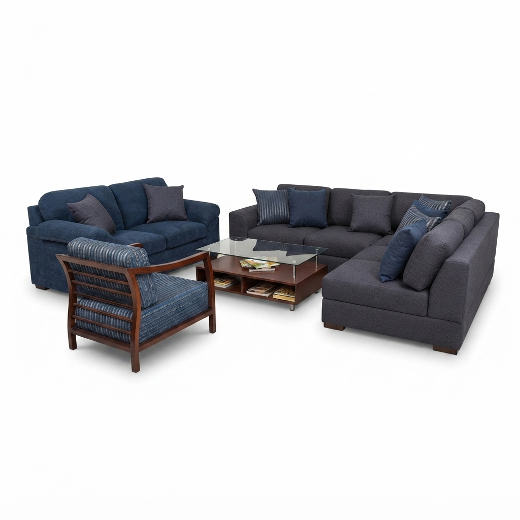 Set Living Denim — Tela Azul y Gris