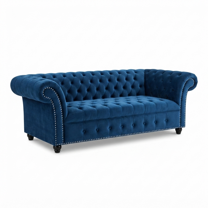 Chesterfield Marino Deep — Terciopelo Azul Marino