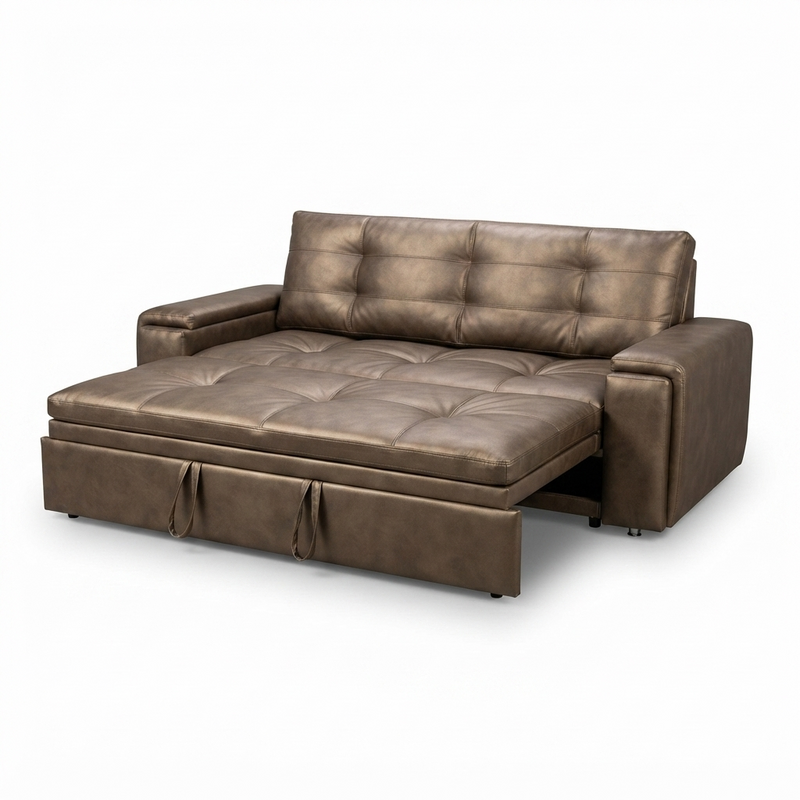 Sofá Cama Bronce — Cuero Metálico