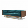 Chesterfield Turquesa Regatta — Madera Nogal y Base Dorada