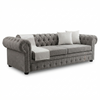 Sofá Chesterfield Ashford — Terciopelo Gris con Manta