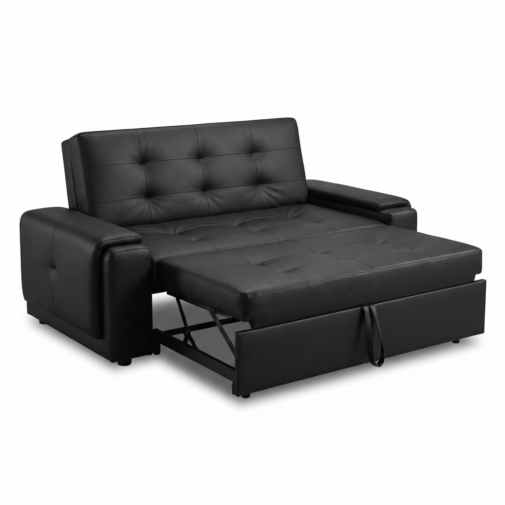 Sofá Cama Onix — Cuero Negro