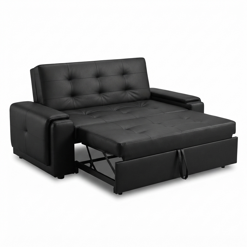 Sofá Cama Onix — Cuero Negro