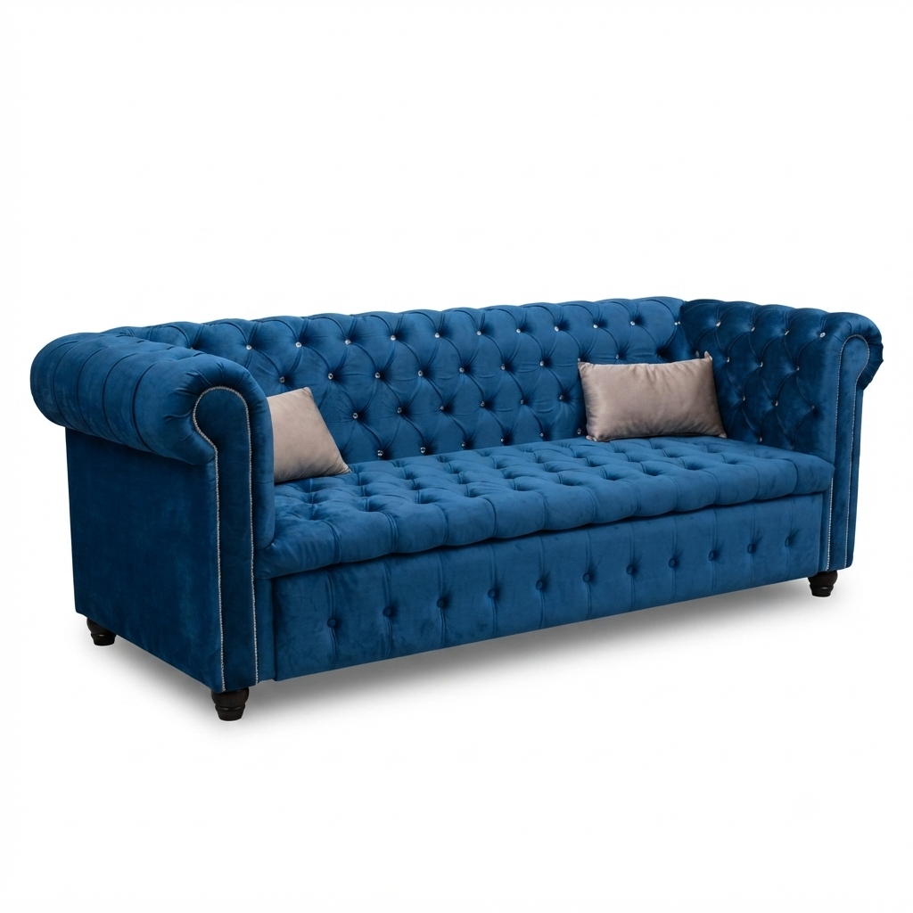 Sofá Chesterfield Regal — Terciopelo Azul