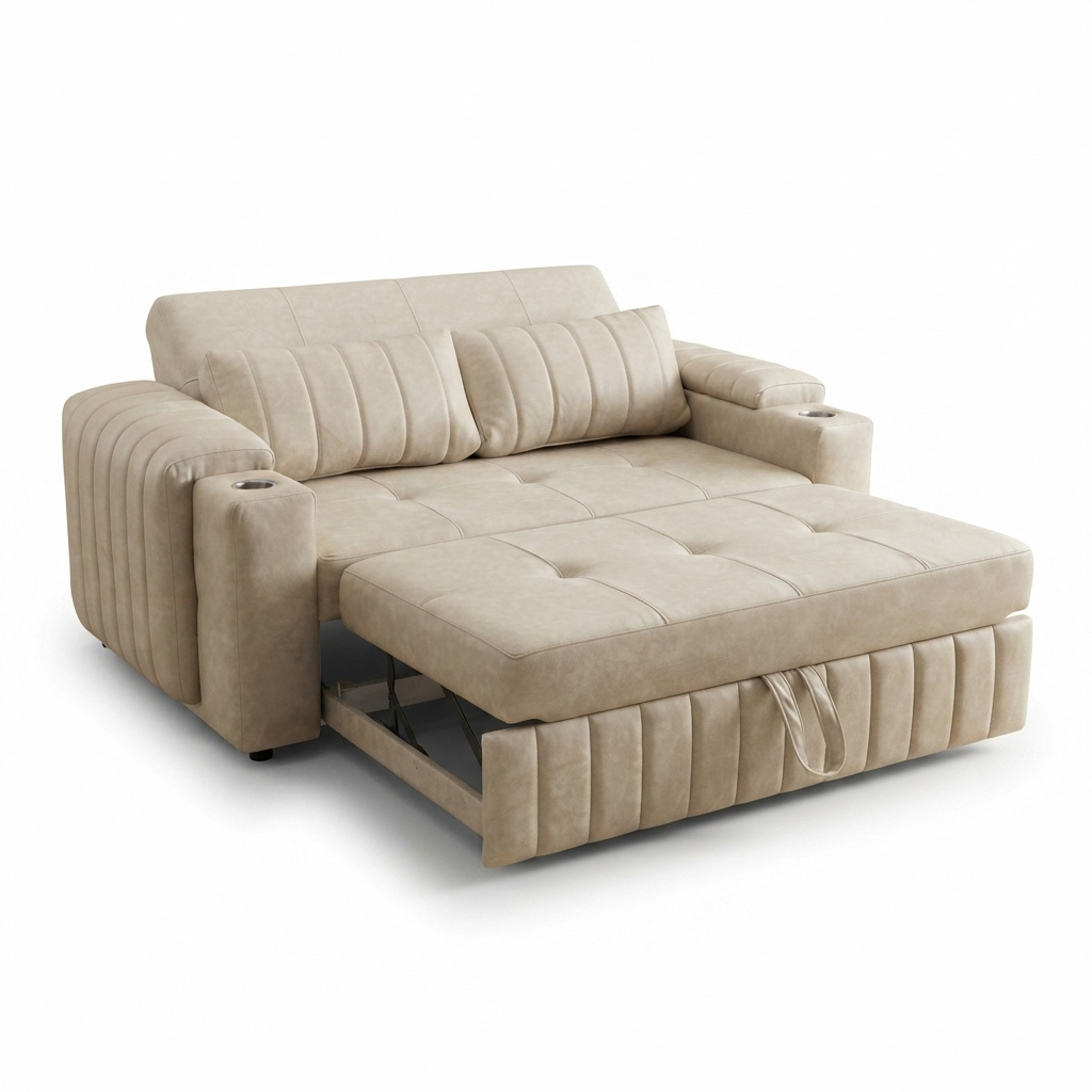 Sofacama Comfort Plus — Beige con Portavasos