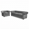 Juego de Sala Chesterfield Graphite — Terciopelo Gris