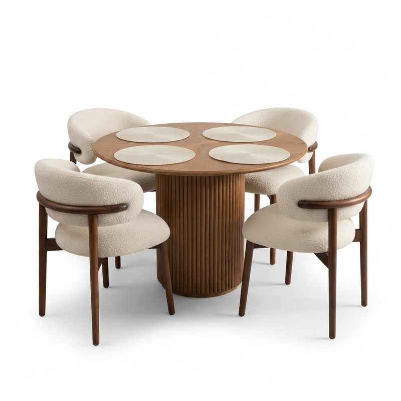 Comedor Nordic Wave — Roble y Boucle Crudo