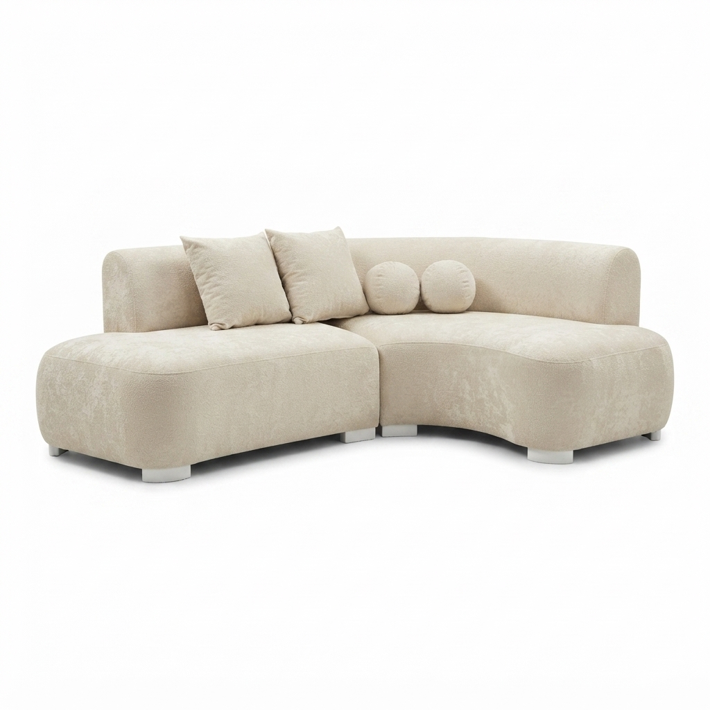 Sofá Curvo Onda — Boucle Beige