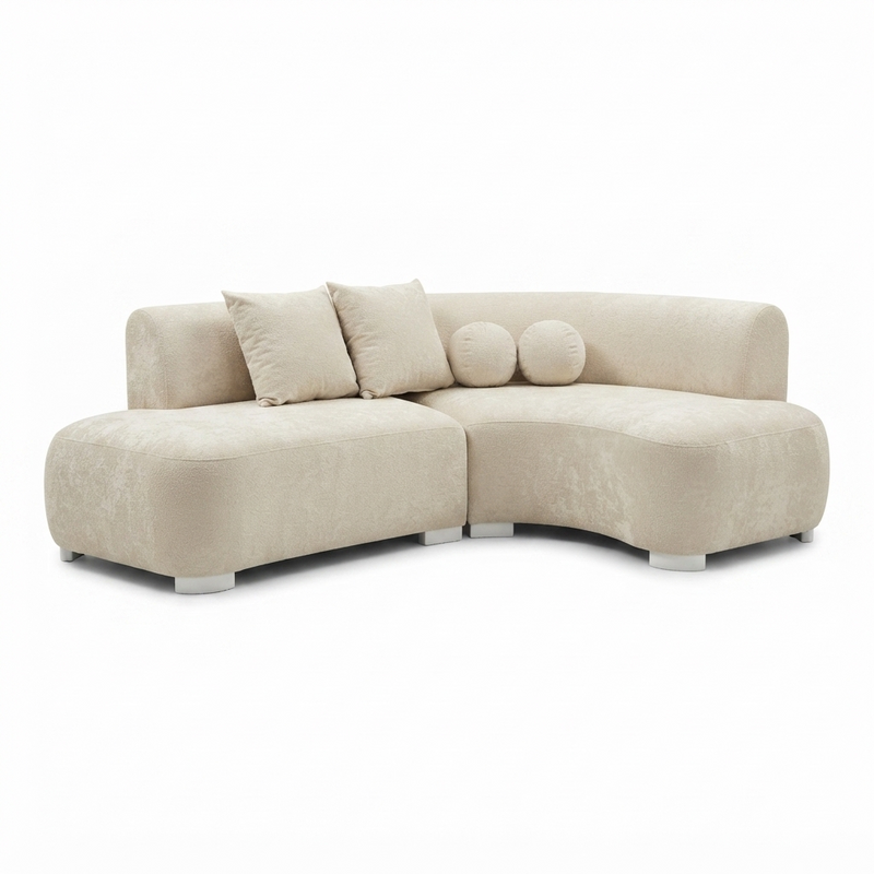 Sofá Curvo Onda — Boucle Beige