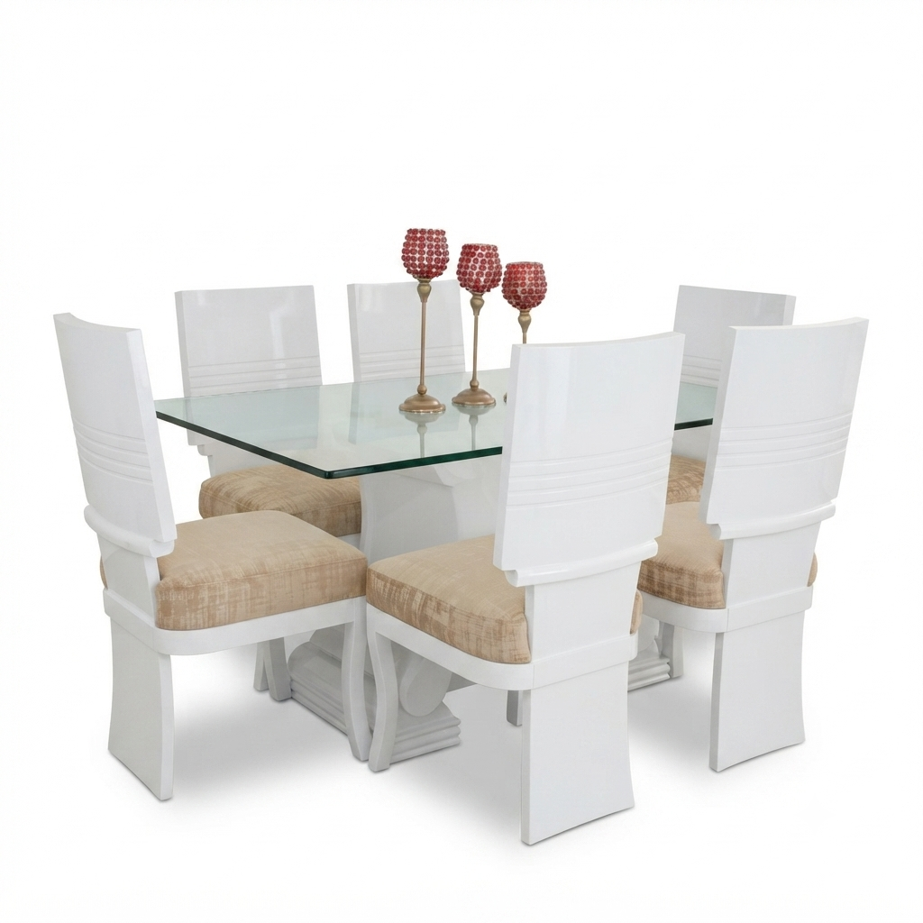Comedor Imperial — Lacado Blanco con Vidrio