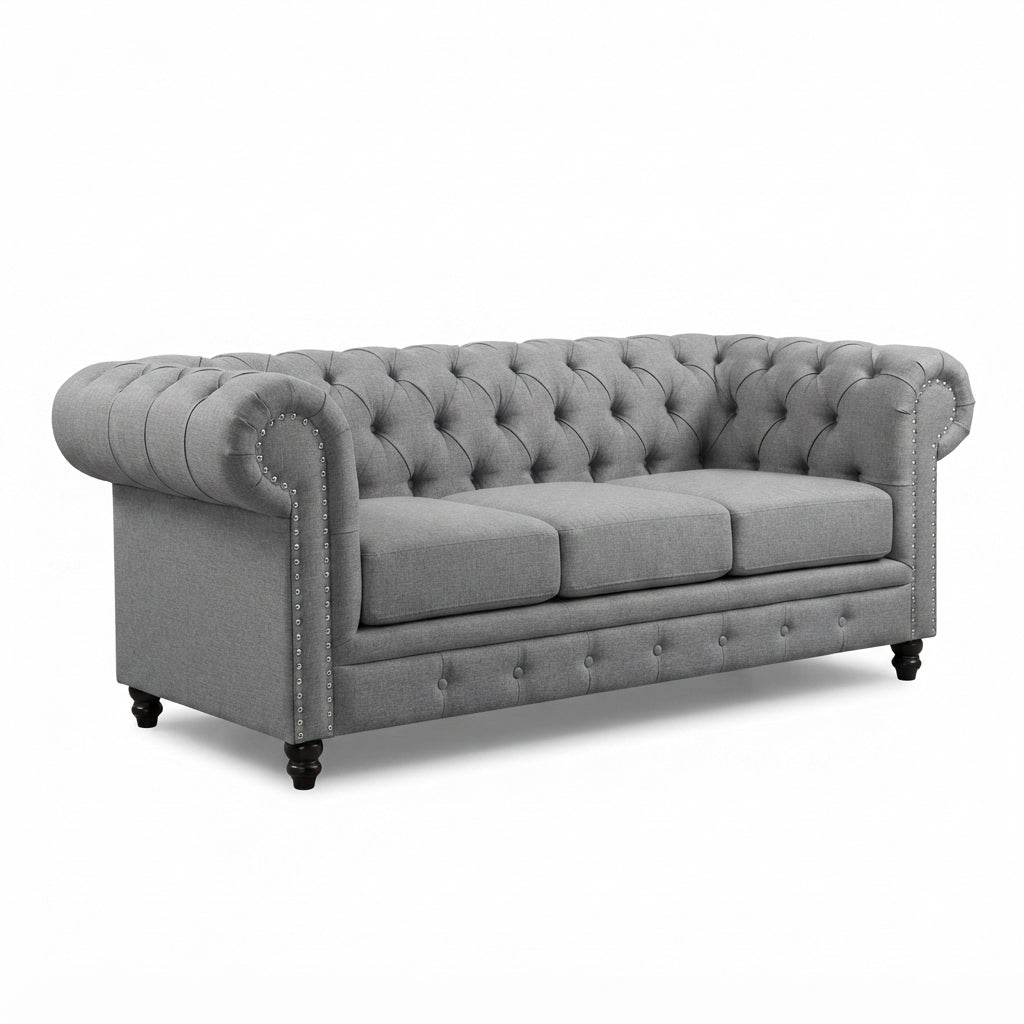Sofá Chesterfield Sterling — Lino Gris